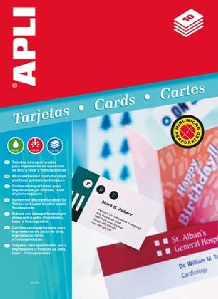 TARJETAS MICROPERFORADAS 200G. CONVENCION 90X55MM 80U.
