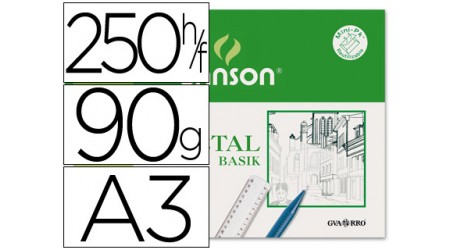 PAPEL VEGETAL A3 90G 250 HOJAS GUARRO