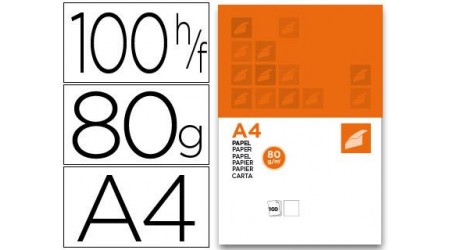 PAPEL A4  80 GR. 100 HOJAS - RESMILLA LISA