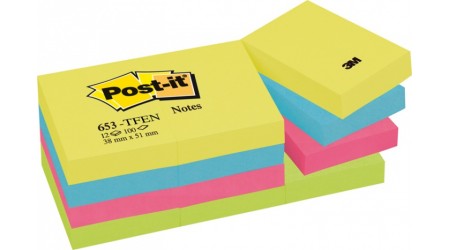 NOTAS ADHESIVAS POST-IT ENERGIA 38x51 PACK 12 UNIDADES