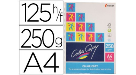 PAPEL A4 COLOR COPY SATINADO  250 GR. 125 HOJAS LASER COLOR