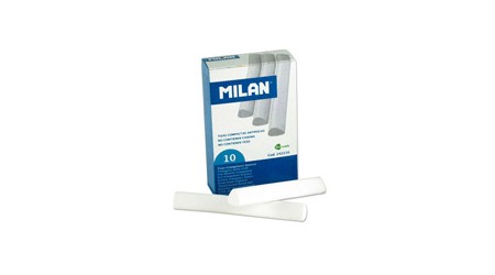 TIZA MILAN TRIANGULARES ANTIPOLVO 10 UNIDADES BLANCAS