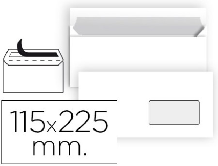SOBRE AMERICANO 115x225 VENTANA DERECHA TIRA SILICONA