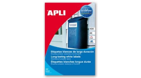 ETIQUETA A4 APLI 12966 BLANCAS 64,6x33,8 MM RESISTENTE A LA INTE