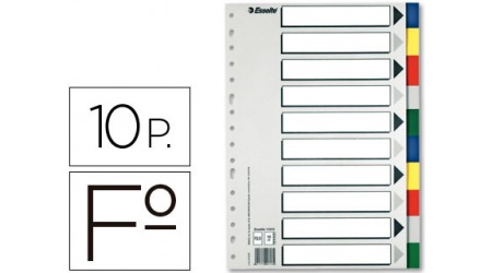 SEPARADOR FOLIO 10 POSICIONES 16 TALADROS POLIPROPILENO ESSELTE 