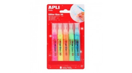 PURPURINA CON ADHESIVO APLI NEON 13 ML. BLISTER 5 COLORES SURTID