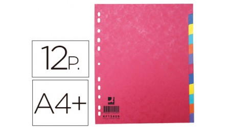 SEPARADOR A4 MULTITALADRO 12 PESTAÑAS CARTON Q-CONNECT