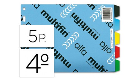 SEPARADOR 1/4 APAISADO 5 PESTAÑAS PVC TRANSPARENTE MULTIFIN