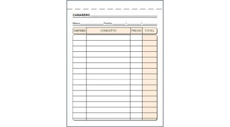 TALONARIO T- 58 CAMAREROS 1/8 NATURAL LITOS LOAN - SIN COPIA 10.