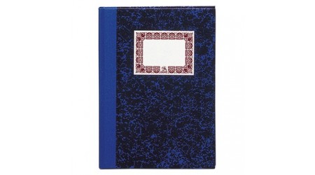 LIBRO CARTONE DOHE RAYADO HORIZONTAL FOLIO NATURAL JASPEADO AZUL