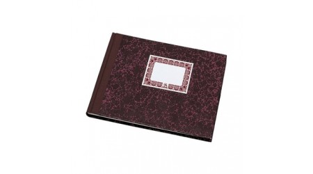 LIBRO CARTONE DOHE CAJA CUARTO APAISADO JASPEADO BURDEOS