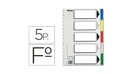 SEPARADOR FOLIO  5 POSICIONES 16 TALADROS POLIPROPILENO ESSELTE