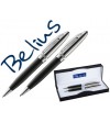 JUEGO BOLIGRAFO Y PORTAMINAS BELIUS BRIGHTON NEGRO LACADO