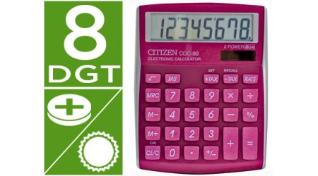 CALCULADORA CITIZEN CDC-80 ROSA - ULTIMA UNIDAD - BRILLANTE 8 DIGITOS 135 x 109 x