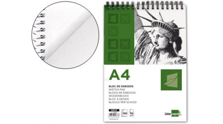 BLOC DIBUJO ESBOZO DIN-A4 100 H 90 GRAMOS LIDERPAPEL SIN RECUADR