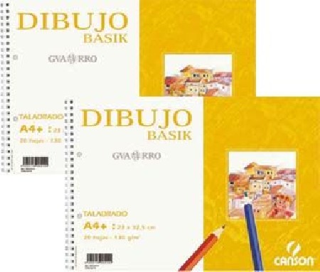BLOC DIBUJO A4+ ESPIRAL LISO 20H 130G CON 2 TALADROS GUARRO BASIK