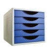 MODULO 5 CAJONES ARCHIVOTEC CARCASA GRIS CAJONES AZULES