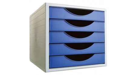 MODULO 5 CAJONES ARCHIVOTEC CARCASA GRIS CAJONES AZULES