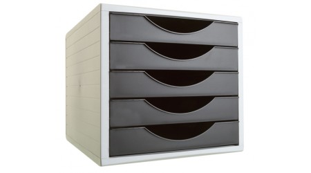 MODULO 5 CAJONES ARCHIVOTEC CARCASA GRIS CAJONES NEGROS