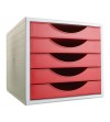 MODULO 5 CAJONES ARCHIVOTEC CARCASA GRIS CAJONES ROJOS