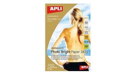 PAPEL APLI 10x15 PHOTO BRIGTH 100 HOJAS 240 GR. INK JET