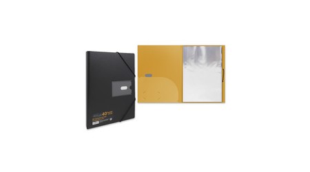 CARPETA PORTAFUNDAS A4 40 FUNDAS OFFICE CLUB NEGRO/NARANJA CON G