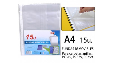 FUNDAS EXTRAIBLES A4 MP RECAMBIO 15 FUNDAS PARA CARPETA PC359
