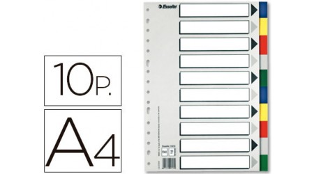 SEPARADOR A4  10 POSICIONES 16 TALADROS POLIPROPILENO ESSELTE