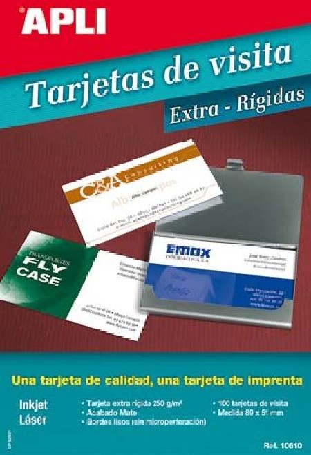 TARJETAS VISITA APLI A4 89x51MM 250GR. MATE 10H. 100U. BORDES