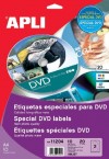 ETIQUETAS PERMANENTES ESPECIALES DVD EXT.Ø 117 INT. Ø 18 INKJET 