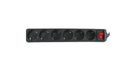 REGLETA 6 TOMAS CON INTERRUPTOR SILVER 1,5 METROS NEGRO