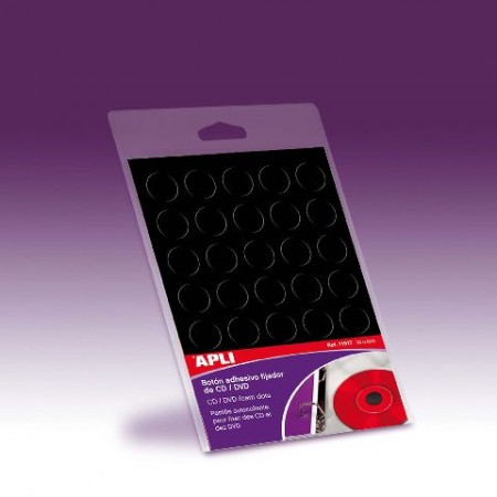 BOTONES AUTOADHESIVOS APLI PARA CD/DVD NEGRO
