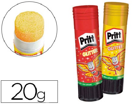 PEGAMENTO BARRA PRITT CON PURPURINA AMARILLO / ROJO