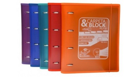 CARPETA & BLOCK 4 ANILLAS 150H CON SEPARADORES OFFICE BOX COLORE -  SPIALICANTE