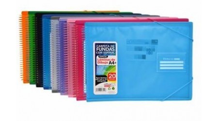 CARPETA PORTAFUNDAS  ESPIRAL A4 HORIZONTAL 20 F. COLORES - ULTIMAS UNIDADES