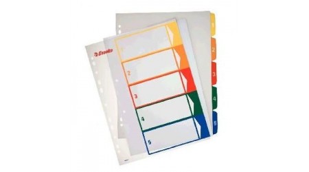 INDICE A4 MAXI 1- 5 PLASTICO IMPRIMIBLE MULTITALADRO  255x323 mm.