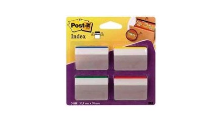 INDICE POST-IT RIGIDO INCLINADOS 50,8X38,1 VERDE AZUL AMARILLO Y