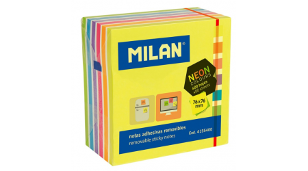 NOTAS ADHESIVAS MILAN 76X76 CUBO 400H COLORES NEON