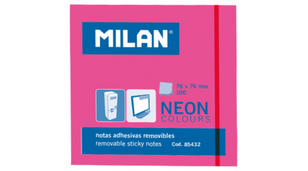 NOTAS ADHESIVAS MILAN 76X76 NEON ROSA 100 HOJAS