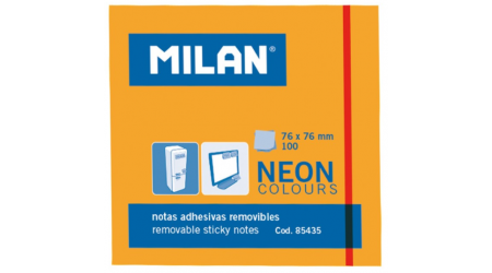 NOTAS ADHESIVAS MILAN 76X76 NEON NARANJA 100 HOJAS