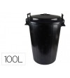 CUBO DE BASURA NEGRO CON TAPA PARA BOLSAS 85X105CM 100 LITROS