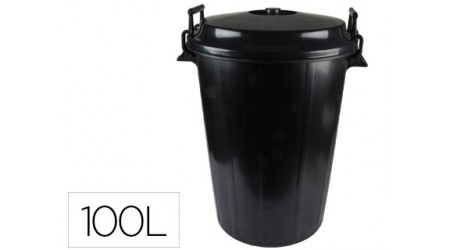 CUBO DE BASURA NEGRO CON TAPA PARA BOLSAS 85X105CM 100 LITROS