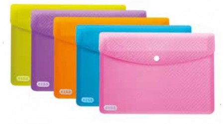 SOBRE BROCHE A4 ELBA URBAN  PP COLORES SURTIDOS 5 UNIDADES