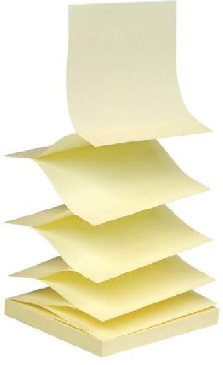 NOTAS ADHESIVAS BLOC 100H. 75X75MM EN ZIG-ZAG AMARILLO