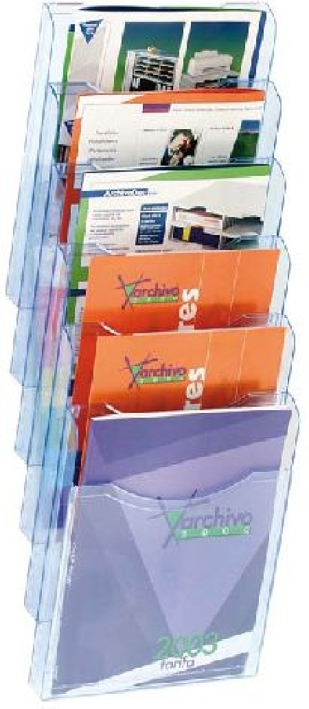 EXPOSITOR 6 COMPARTIMENTOS A4 VERTICAL TRANSLUCIDO AZUL