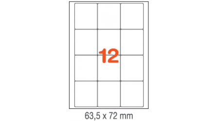 ETIQUETAS A4 100H. INETA  63,5X 72  1200U. 02416 CANTOS ROMOS