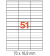 ETIQUETAS A4 100H. INETA  70X 16,9  5100U. 01294 RECTA