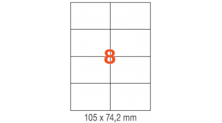 ETIQUETAS A4 100H. INETA 105x 74,2  800U. 01279 RECTA