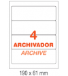 ETIQUETAS PARA ARCHIVO INETA A4,  190x61 MM.  100 HOJAS 400 ETIQUETAS