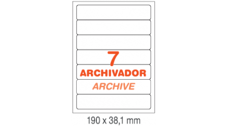 ETIQUETAS PARA ARCHIVO INETA A4,  190x38.1 MM.  100 HOJAS 700 ETIQUETAS